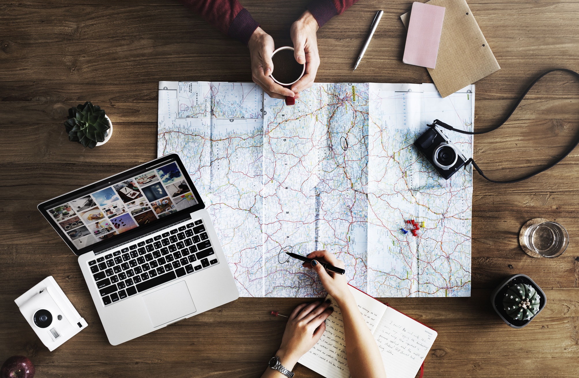 Two people looking at a map